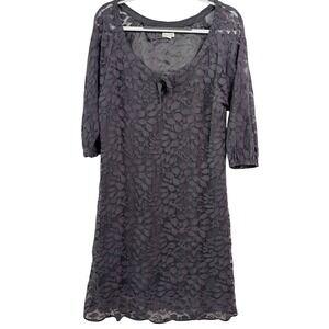 Garnet Hill Lace Shift Dress 10 Grey Excellent